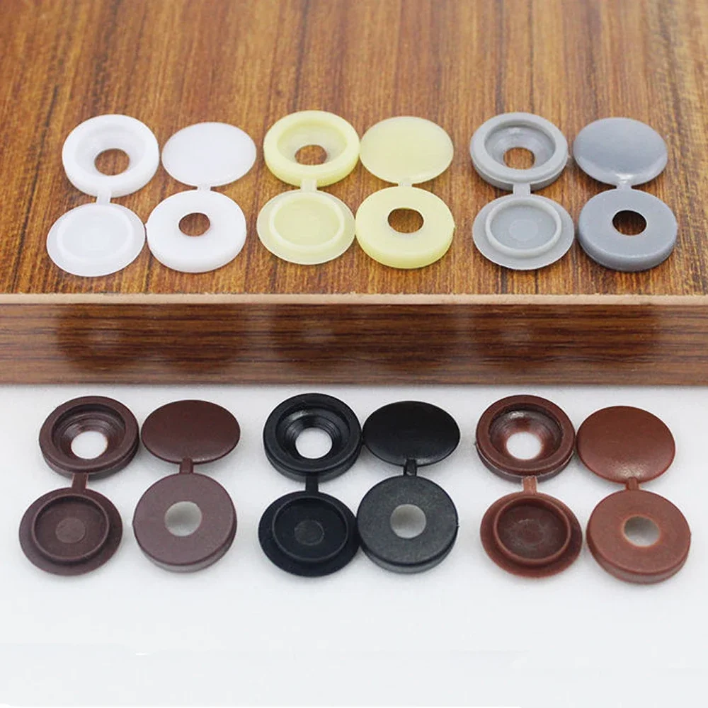 100pcs Hinged Plastic Screw Cap Cover Nuts Fold Snap Protective Cap Button For Car Furniture Decorative Nuts Bolts Hardware