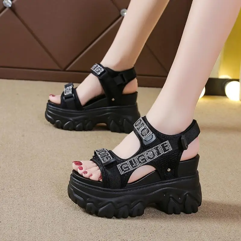 2022 High Heels Sexy Open-toed Sandals Chunky Sandals Women Wedge Increased Platform Shoes Ladies Beach Summer Sandalia