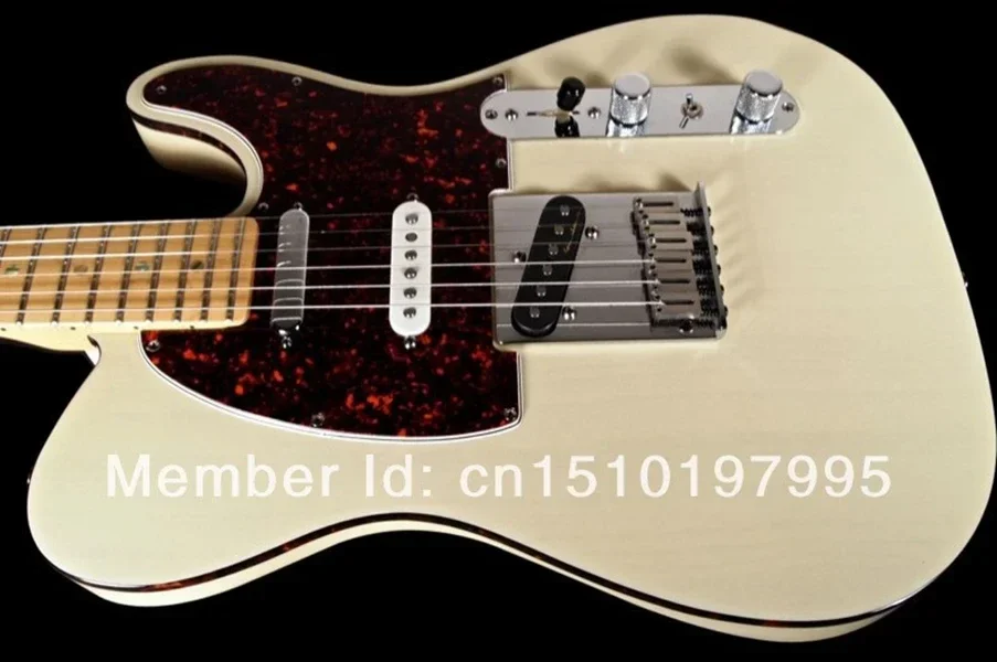 Custom Deluxe Nashville Cream White Blonde Electric Guitar Abalone Dot Inlay, Wine Red Turtle Pickguard & Body Binding