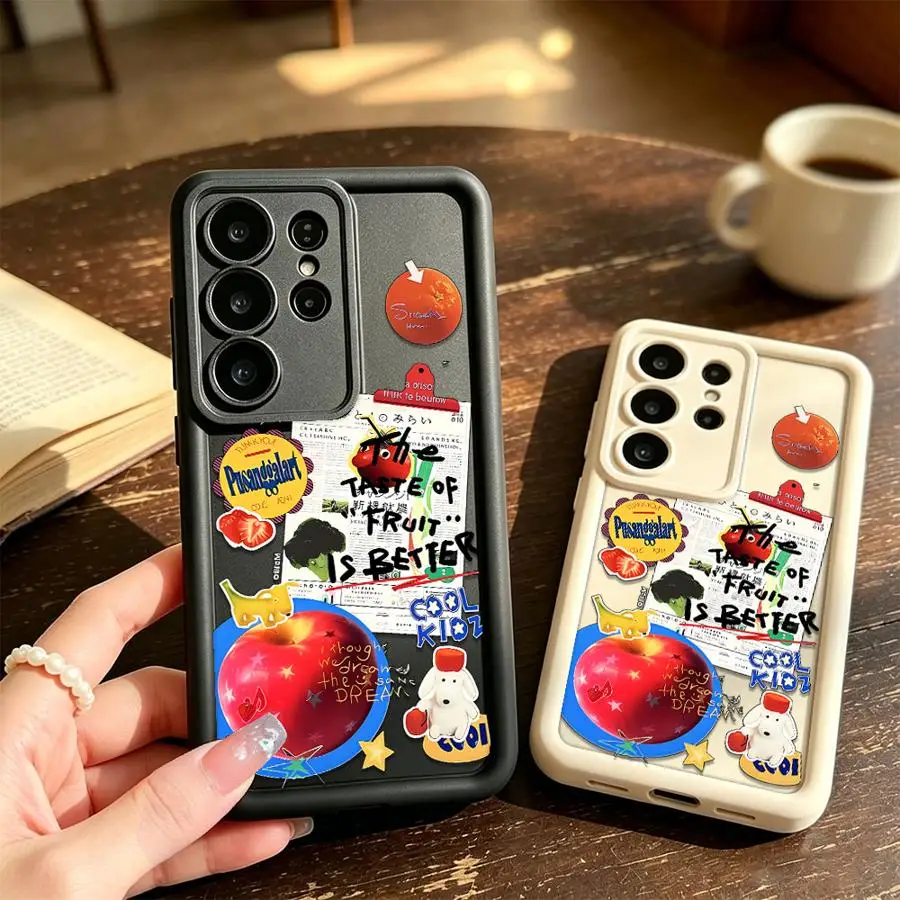 Collage Fruit Sticker Case for Samsung Galaxy S26 Ultra S24 Plus S23 FE S25 S21 S25 Edge S22 S20FE S24Ultra Phone Cover