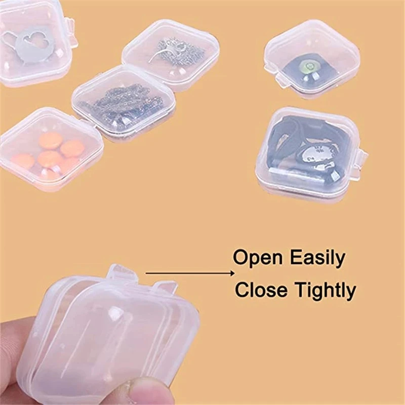 6Pcs Mini Boxes Transparent Plastic Box Square Jewelry Storage Case or Earrings Ring Finishing Container Packaging Storage Box