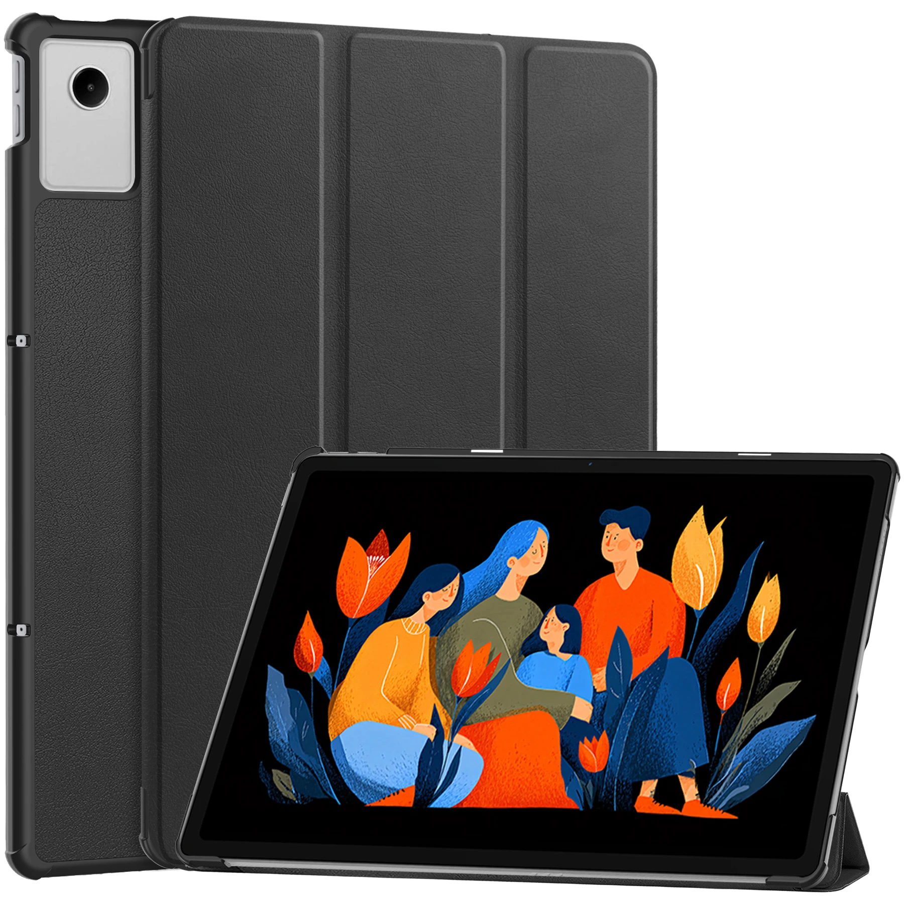 

For Lenovo Xiaoxin Pad 2025 12.1 inch Case Anti-Drop Leather Stand Tablet Cover - Black