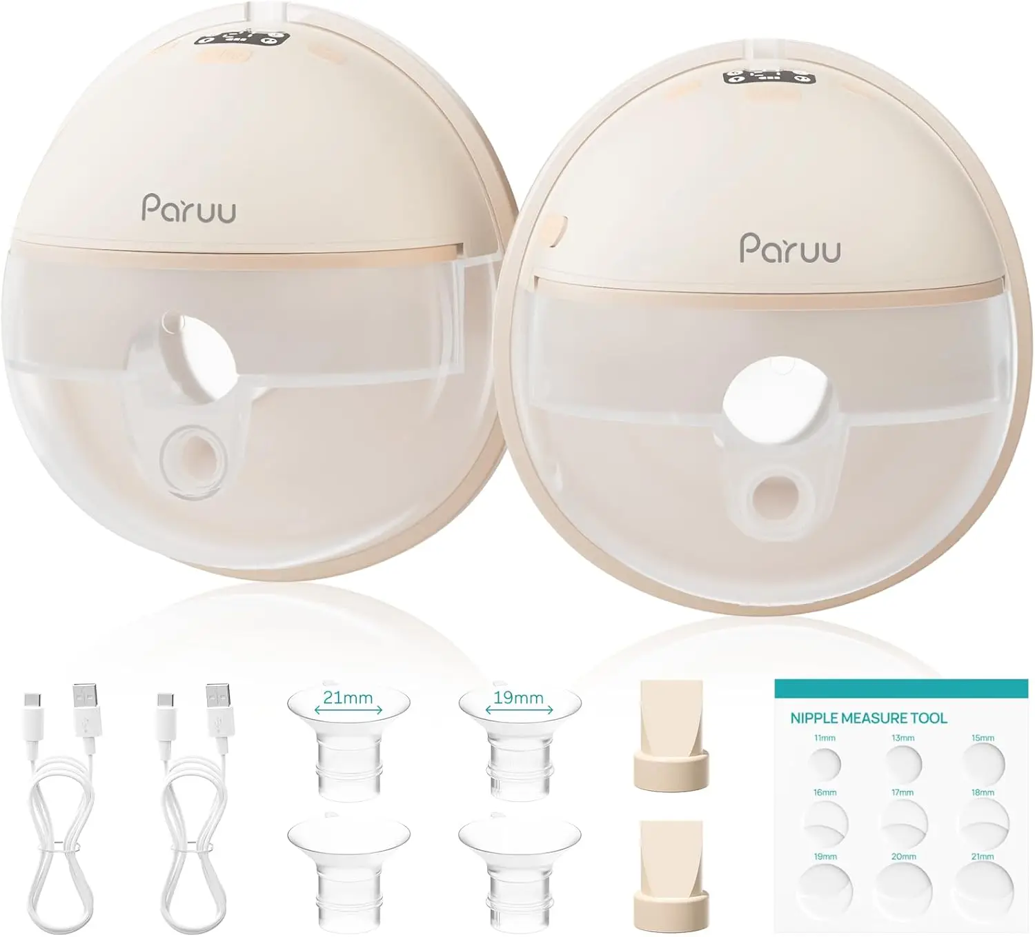 

Wearable Breast Pump Hands Free Electric Portable with 4 Modes 12 Levels Max 309mmHg Strong Suction 19/21/24mm Flange Inserts 2 Pack
