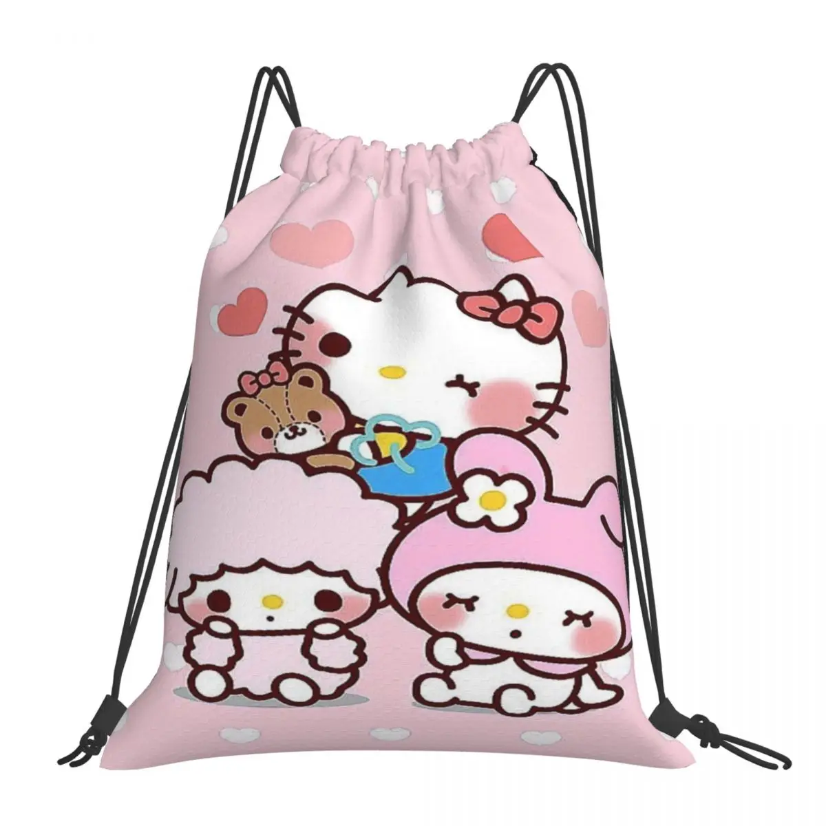 Custom Pattern Logo Drawstring Bag Sanrio Travel Backpack Student Storage Bag School Bag  ꦫ