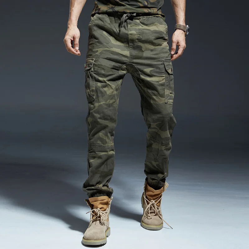 Camouflage Overalls Men's Casual Pants Military Pants Sports Ankle-tied Feet Thickened Men Clothing Pantalon Hombre