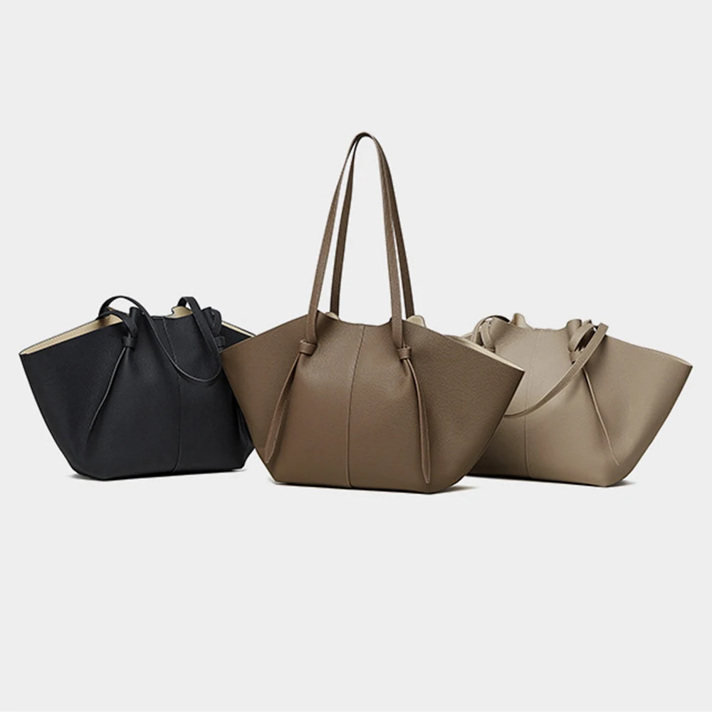 

Women's bag luxury designer Shoulder Bags Soft genuine Leather 2-IN-1 Big Capacity Shopper Totes Handbag for woman