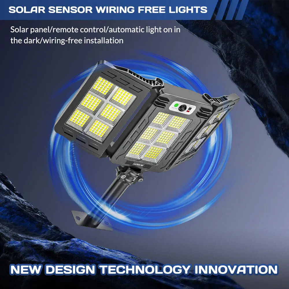 450 LED Solar Lights Outdoor Garden Waterproof IP66 Wall Light Motion Sensor Flood Yard Street Lamp with Remote Control
