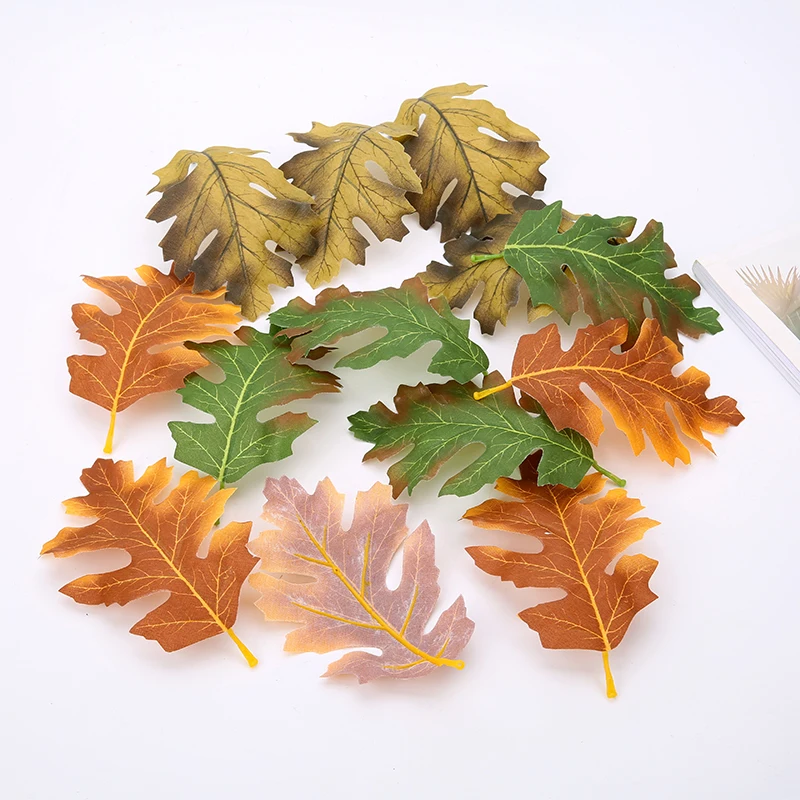 10Pcs Artificial Maple Leaves Fake Fall Leaf Artificial Plants For Autumn Decoration Wedding Home Wreath Christmas Decoration