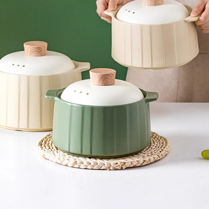 

Керамическая кастрюля для супа, мини-кухонная кастрюля для тушения, устойчивая к высоким температурам кастрюля, газовая плита, безопасная посуда с защитой от трещин