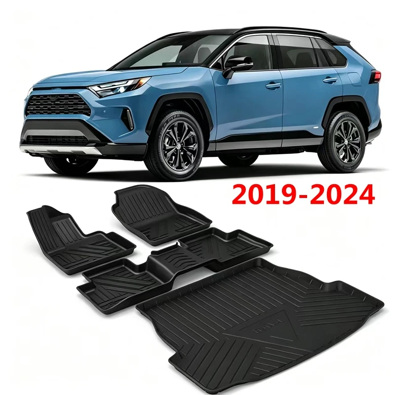 Use for 2019-2024 TOYOTA RAV4 car carpet For RAV4 Floor mat trunk mat Set Trim to Fit For TOYOTA RAV4 waterproof floor mat RHD