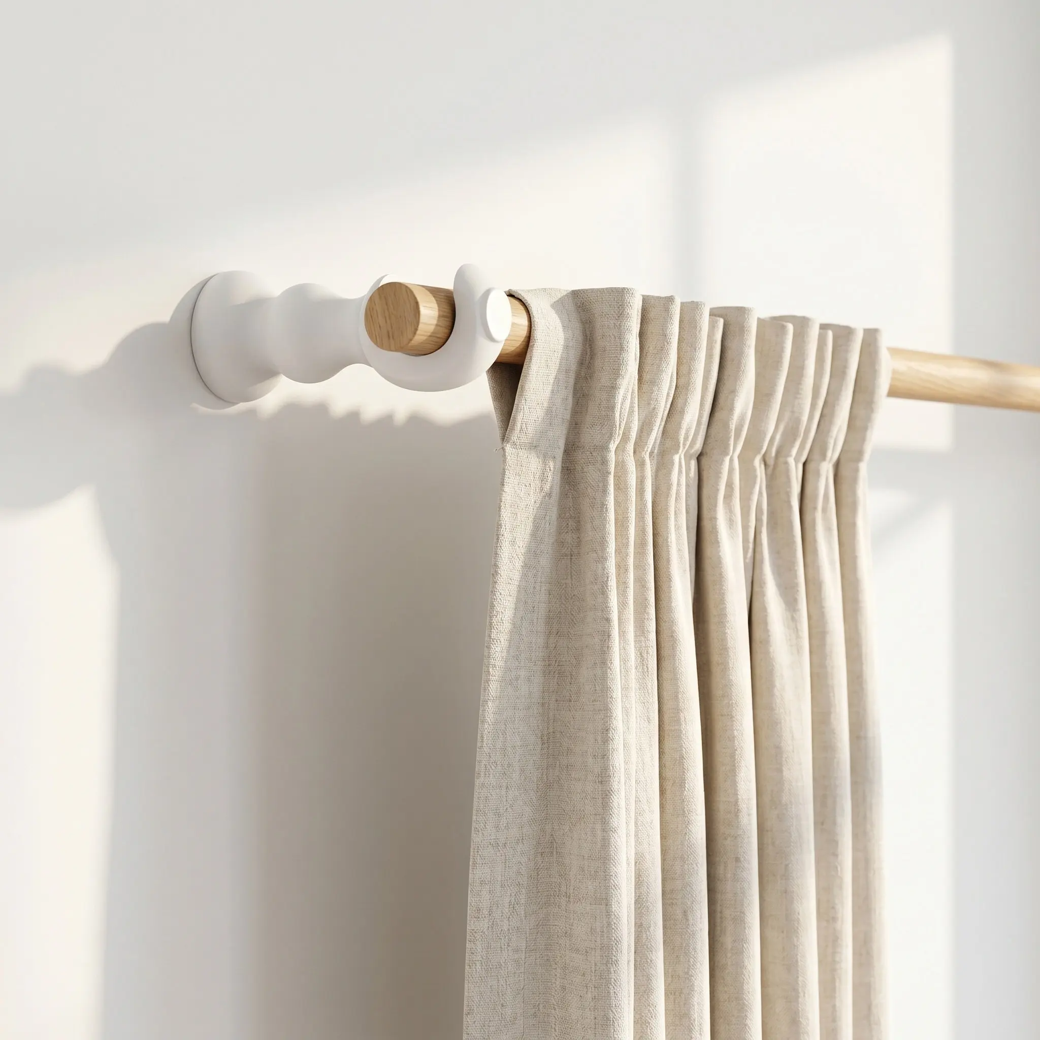 2Pcs Solid Wood Curtain Rod Holders Set Natural Wood Brackets Wall Mounted for Bedroom Living Room Curtain Rod Mounting Hardware