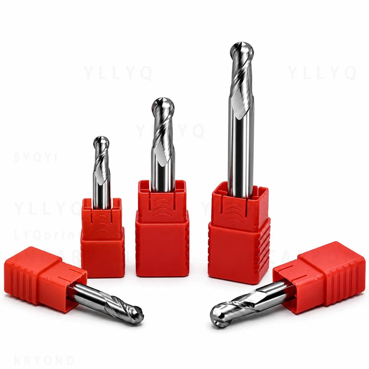 HRC60 2 Flute Carbide Ball Nose End Mill Tungsten Steel CNC Milling Cutter Aluminum Finishing Tool R0.55 R0.65 R0.85 R0.95