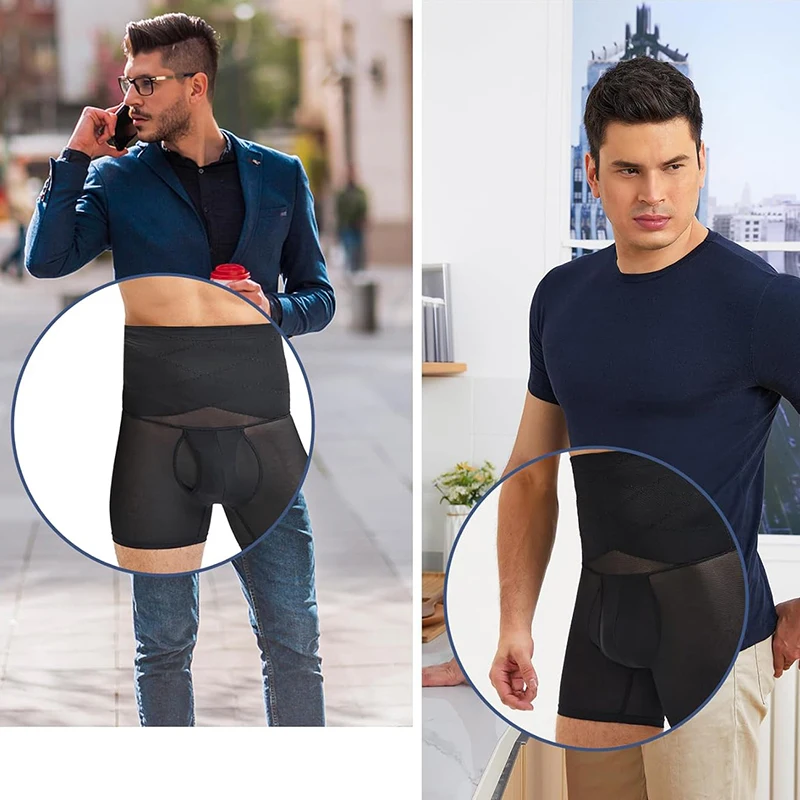 Mens Shapewear Tummy Control Shorts High Waist Slimming Body Shaper Abdomen Compression Panties Seamless Boxer Brief Underwear