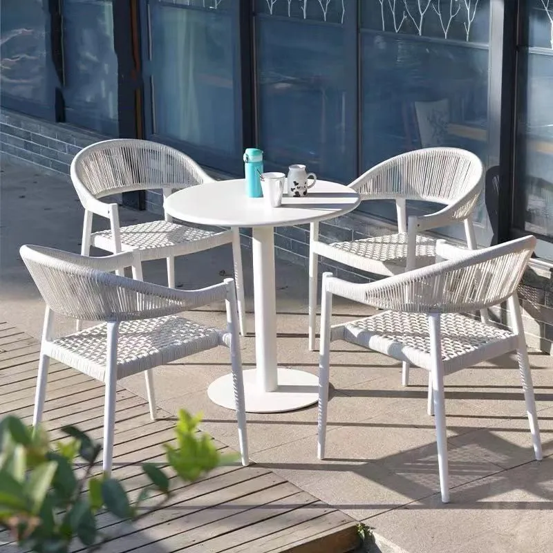 Bequeme Freizeit Gartenmöbel Set hohe Rückenlehne Terrasse Rattan Korb Esszimmer Gartens tuhl