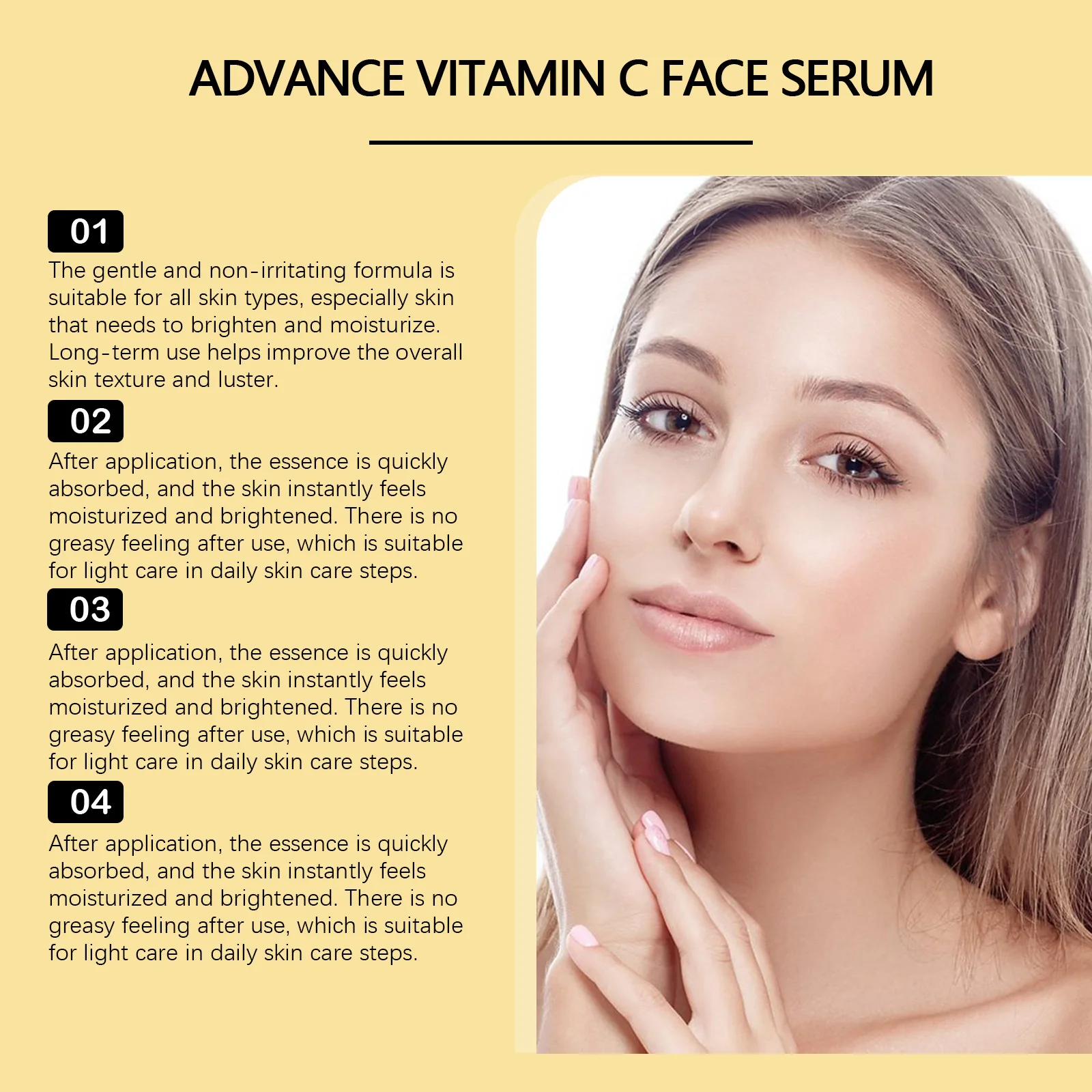 Anti Aging Facial Serum Vitamin C Reduce Fine Lines Forehead Wrinkles Moisturizing Smoothing Skin Repairing Firming Face Serum