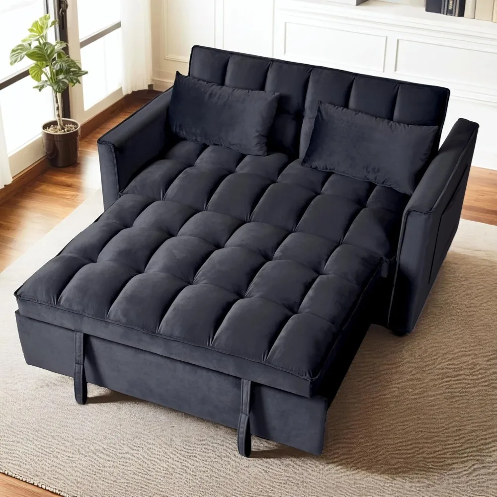 

XCT4 Convertible Sofa Bed, 3-in-1 Loveseat Sofa Couch with Adjustable Backrest, Pull Out Couch with 2 Pillows & 2 Side Pockets