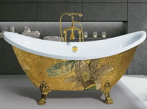 

Red Japanese Resin Standing Bathtub Transparent Clear Artificial Stone Various Color Soaking Bathroom Shower Modern Hotel