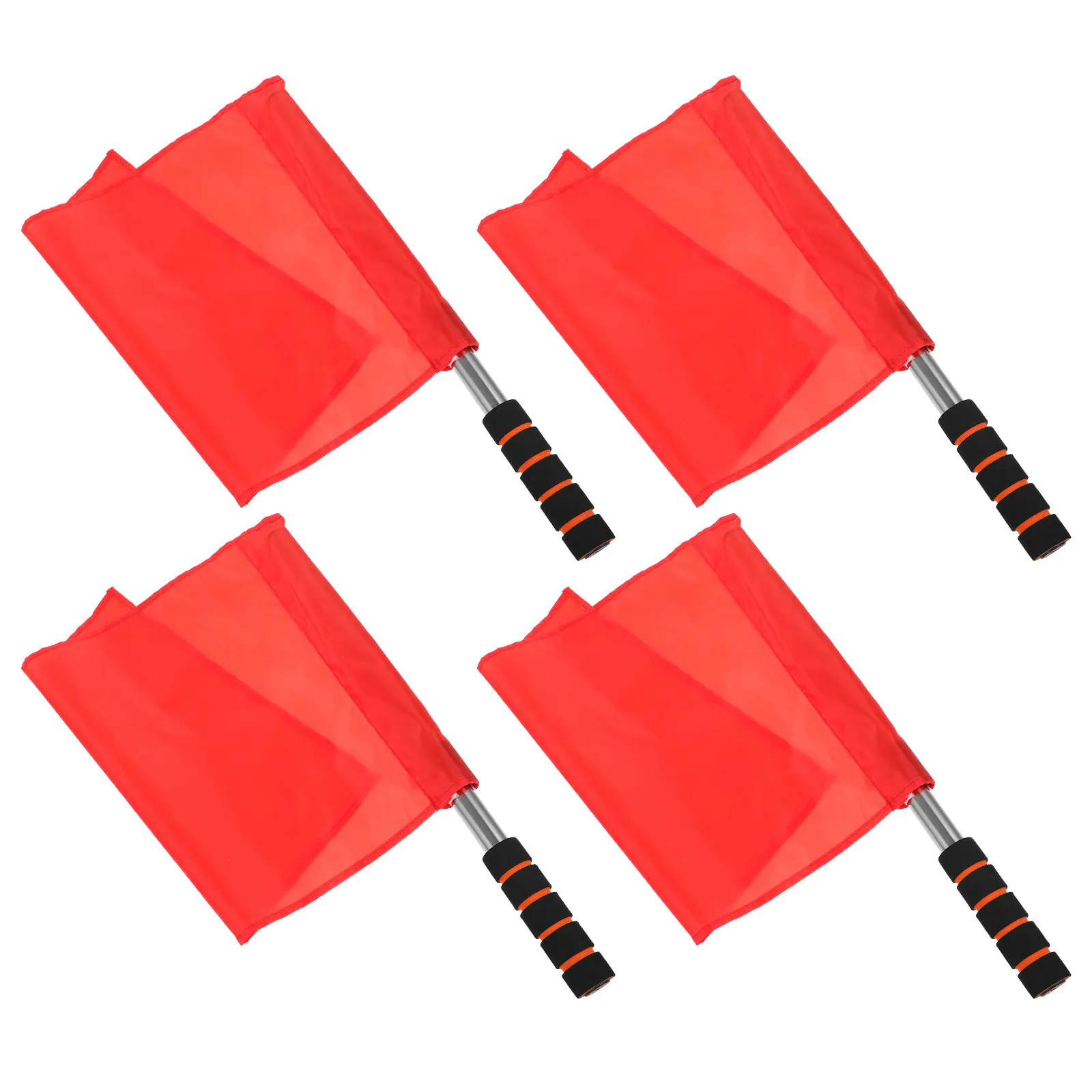 

4Pcs Track Referee Flags Solid Color Waterproof Hand Signal Match Flags Stainless Steel Pole Comfortable Grip Sports Field