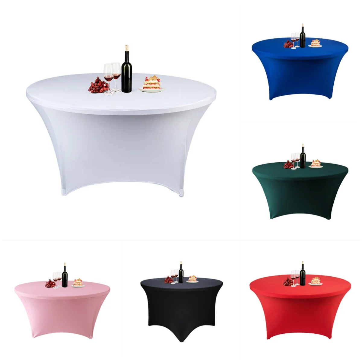 

Wedding Decoration Spandex Round Table Cover Wholesale Modern Hotel Banquet Birthday Party Table Cloth Set from Manufacturer