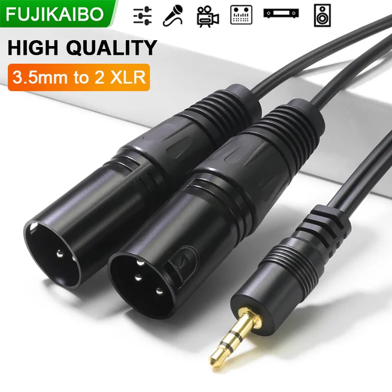 XLR to 3.5mm Audio Cable Microphone Balanced Analog Audio Cord TRS Stereo Male to 2XLR Male For Computer Phone Speaker Amplifier