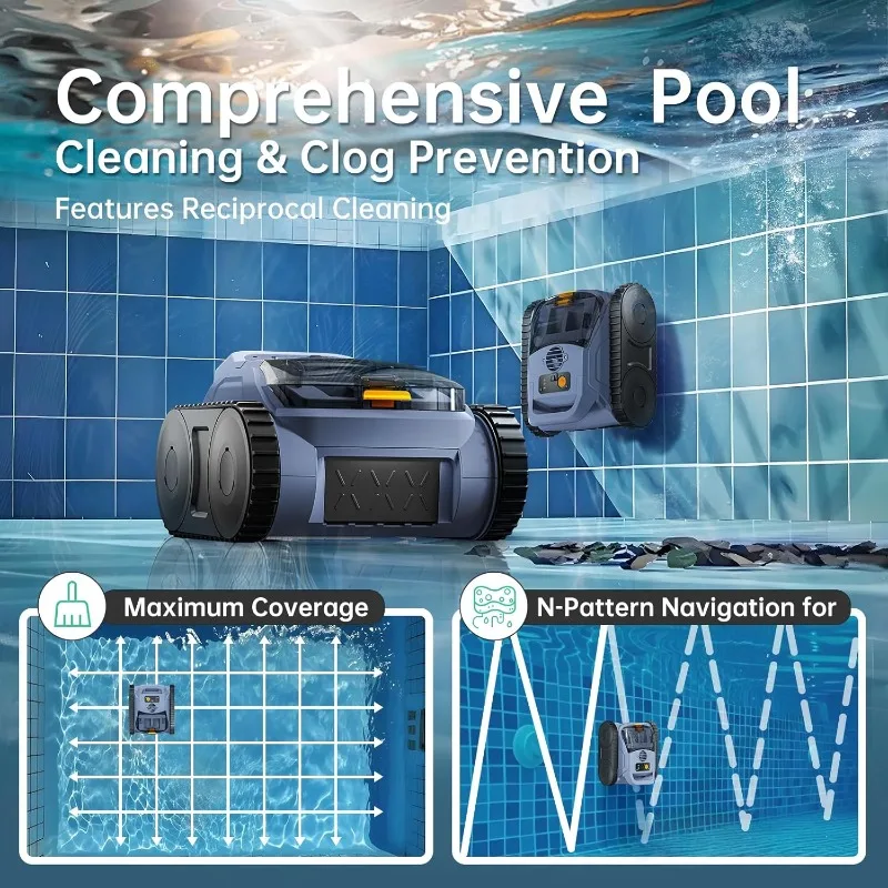 2025 New Pool Vacuum Up to 180 Mins Run time, Robotic Pool Cleaner Above Ground Pool Vacuum for Inground Pools