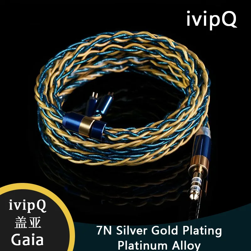 ivipQ-Gaia 7N Silver Gold Plated Platinum Alloy High Purity HiFi IEM Earphone Upgrade Cable Balance 4.4mm 2Pin 0.78mm MMCX Wire