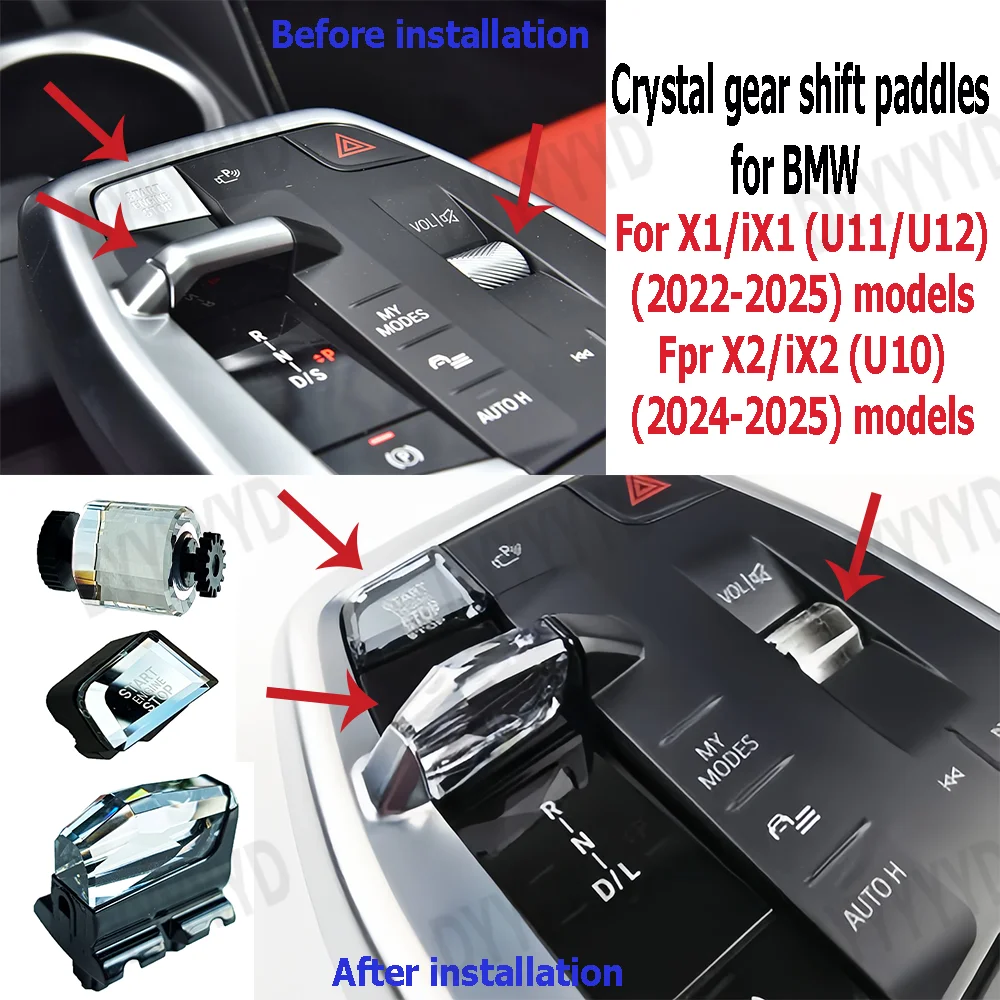 

Car Crystal Gear Shift Paddles For BMW i5 i7 X3 iX3 X1 iX1 X2 iX2 Engine Start Stop Button Replacement Kits Gearbox Handle