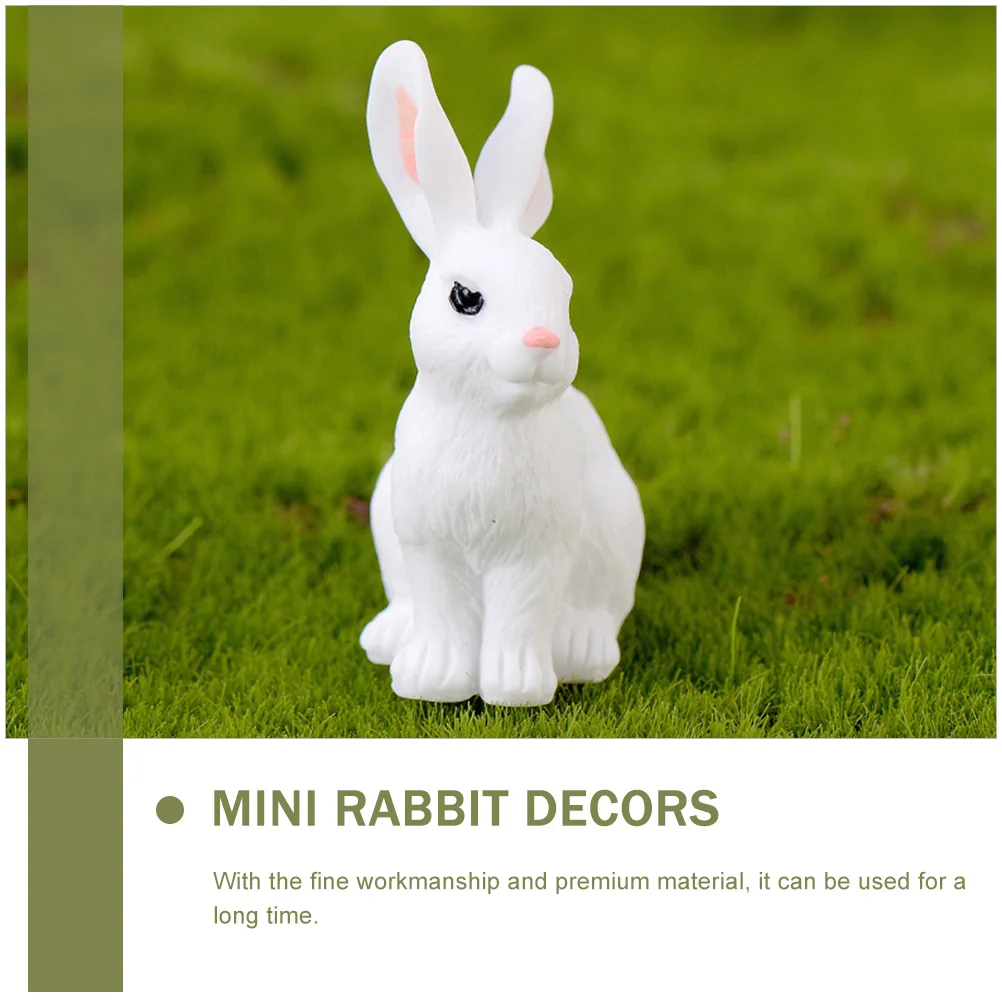 

4 Pcs Resin Rabbit Ornament Miniatures Figurines Decor Bunny Ornaments Micro Landscape Crafts Decorations