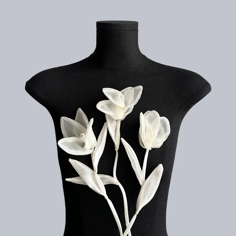 

Simplicity Organza Solid Color Clothing Accessories Flower Shape Dress Decoration DIY Simulation Flower Accessories