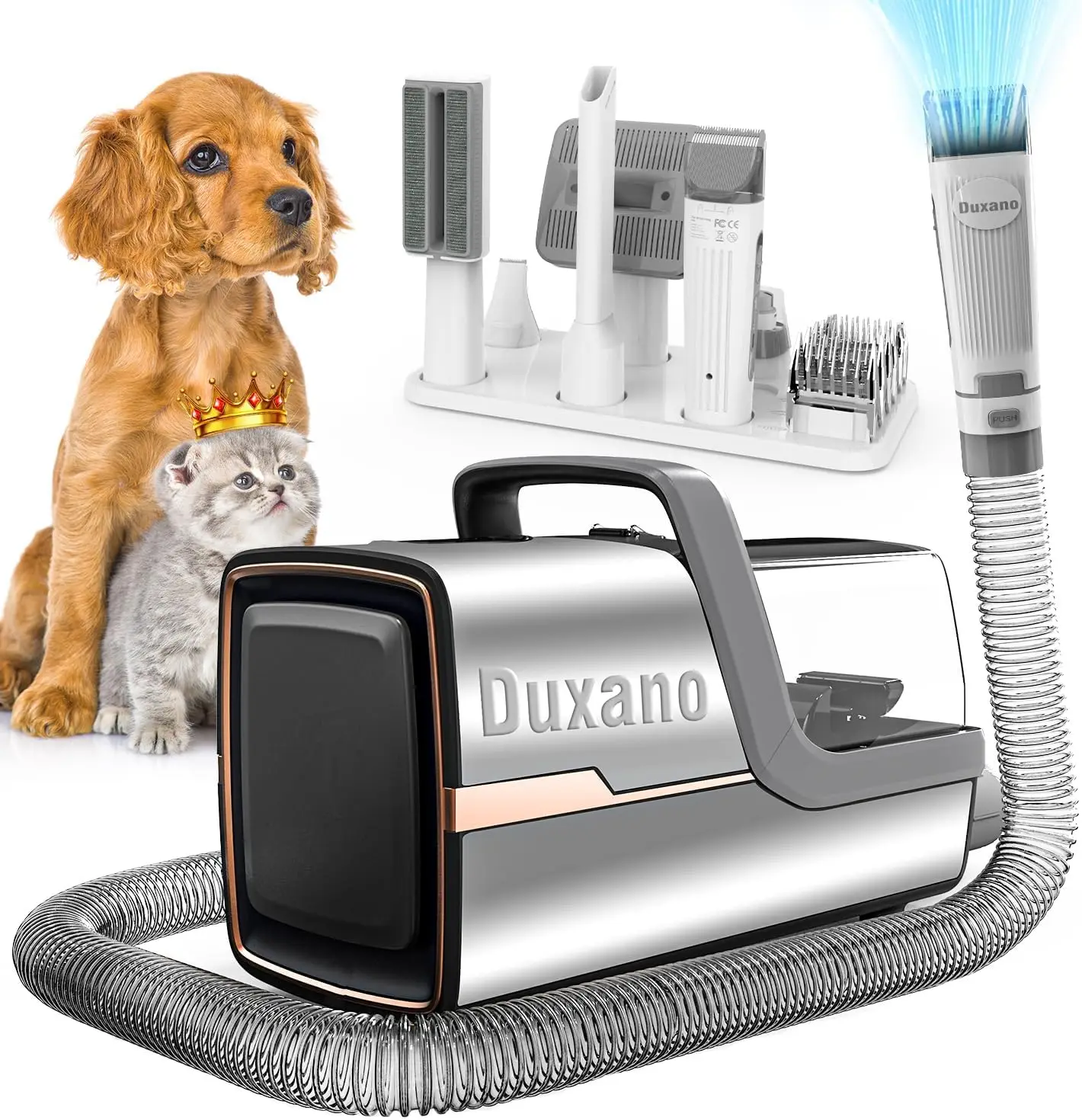 

Dog Grooming Kit, Multi-Functional Hair Trimmer & Vacuum, 15KPa Powerful Suction, Stainless Steel, Low Noise, Adjustable