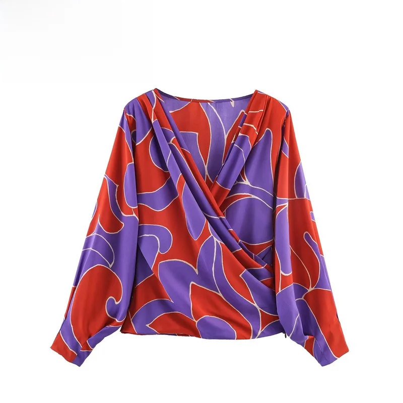 

Модная женская рубашка с принтом для осени и зимы, свободного кроя, из дышащего полиэфирного волокна, с длинными рукавами и абстрактным узором.