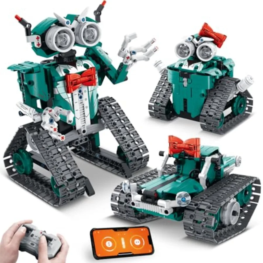 STEM Building Kits for Ages 8-12: APP/Remote Control 3-in-1 RC Car Toys, 440 Pcs Educational Science Projects, Gift Ideas for B