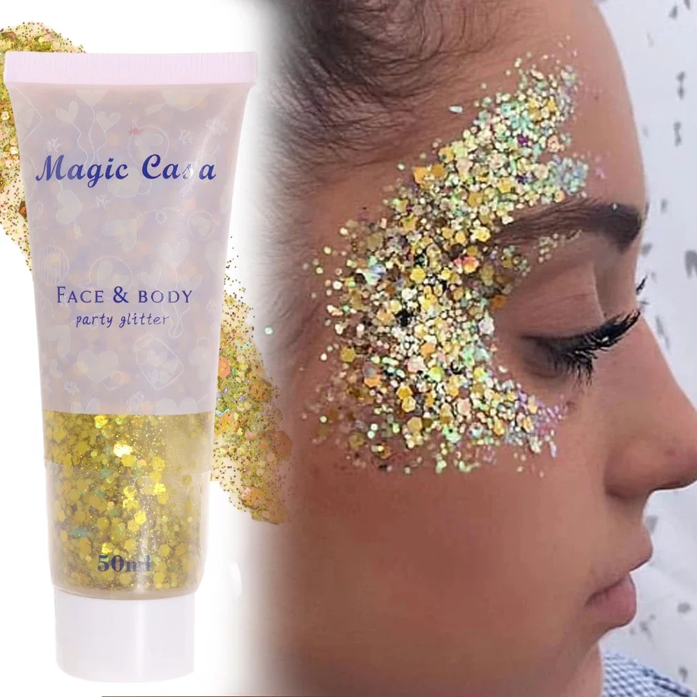 Gel de maquillaje con purpurina, Gel de lentejuelas para cara y cuerpo, crema colorida para labios, ojos, polvo de hadas, maquillaje de escenario polarizado deslumbrante, 6 colores