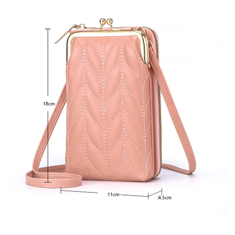 Casual Mobile Shoulder Bags Women Solid Color Pu Leather Crossbody Bag Purse Lady Shopping Small Messenger Handbag Clutch