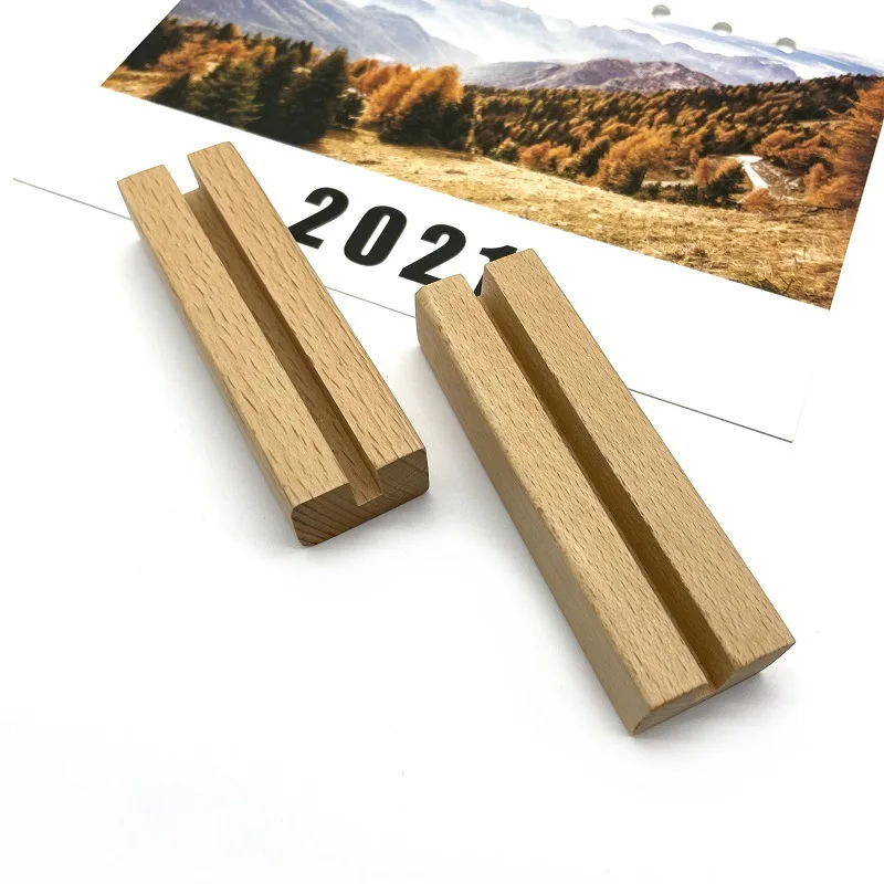 

Acrylic Led Wooden Lamp Restaurant Menu Base Rectangle Solid Beech Wooden Card Holder Handheld Base Accessories