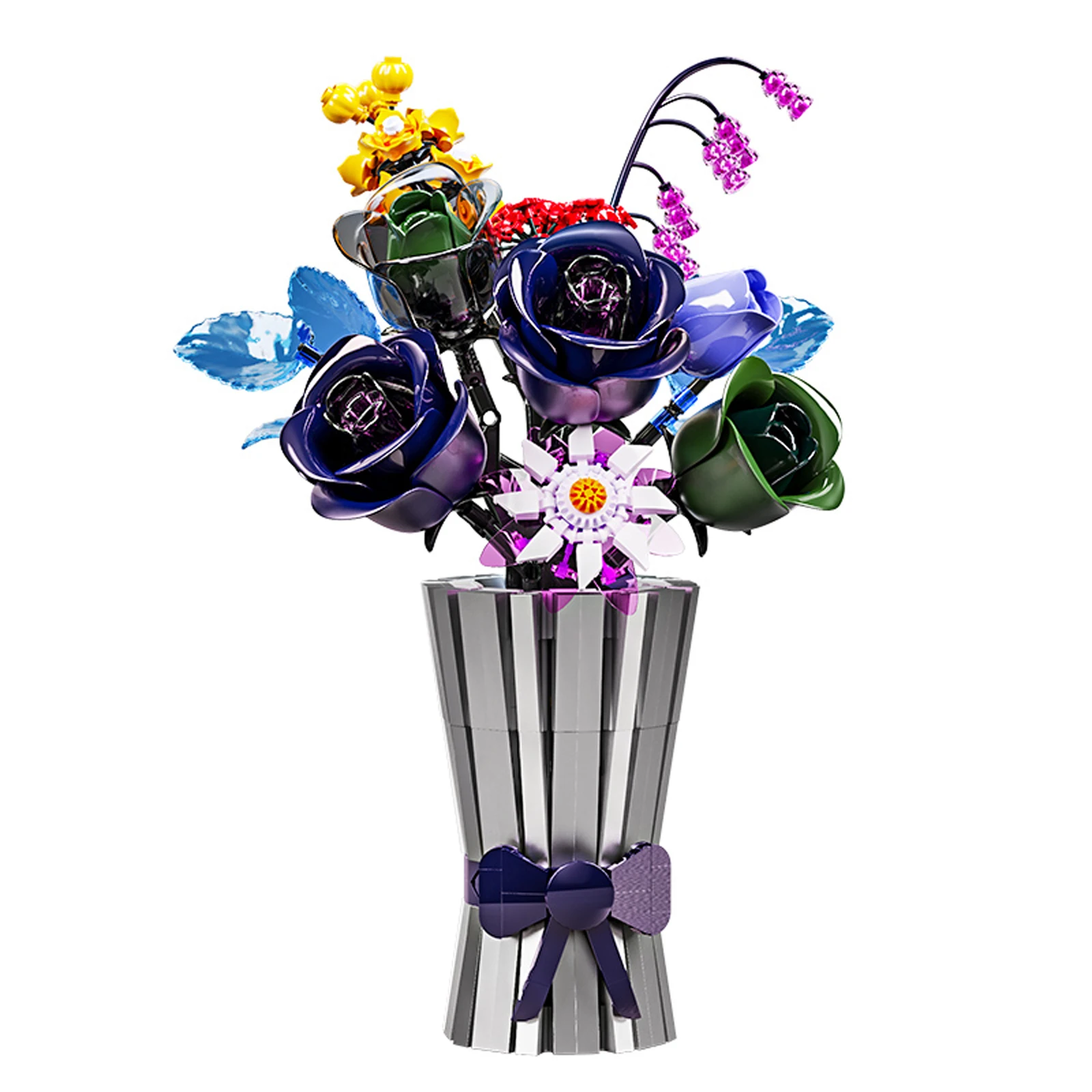 محاكاة باقة الورد اللبنات التجمع نموذج زهرة النبات الحلي MOC الطوب الفني لفتاة DIY بها بنفسك الديكور الهدايا