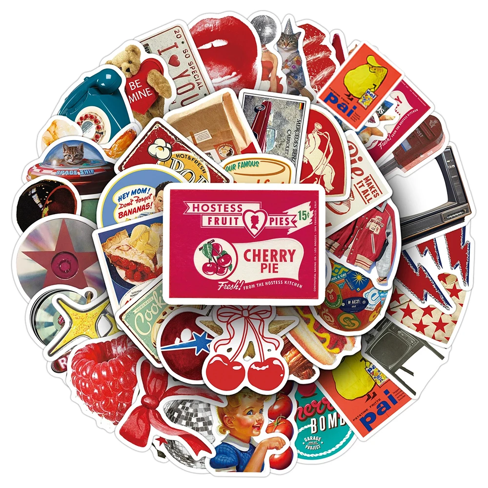 

10/30/50pcs Ins Style American Vintage Aesthetic Stickers Graffiti Decoration DIY Scrapbook Bike Notebook Phone Creative Decals