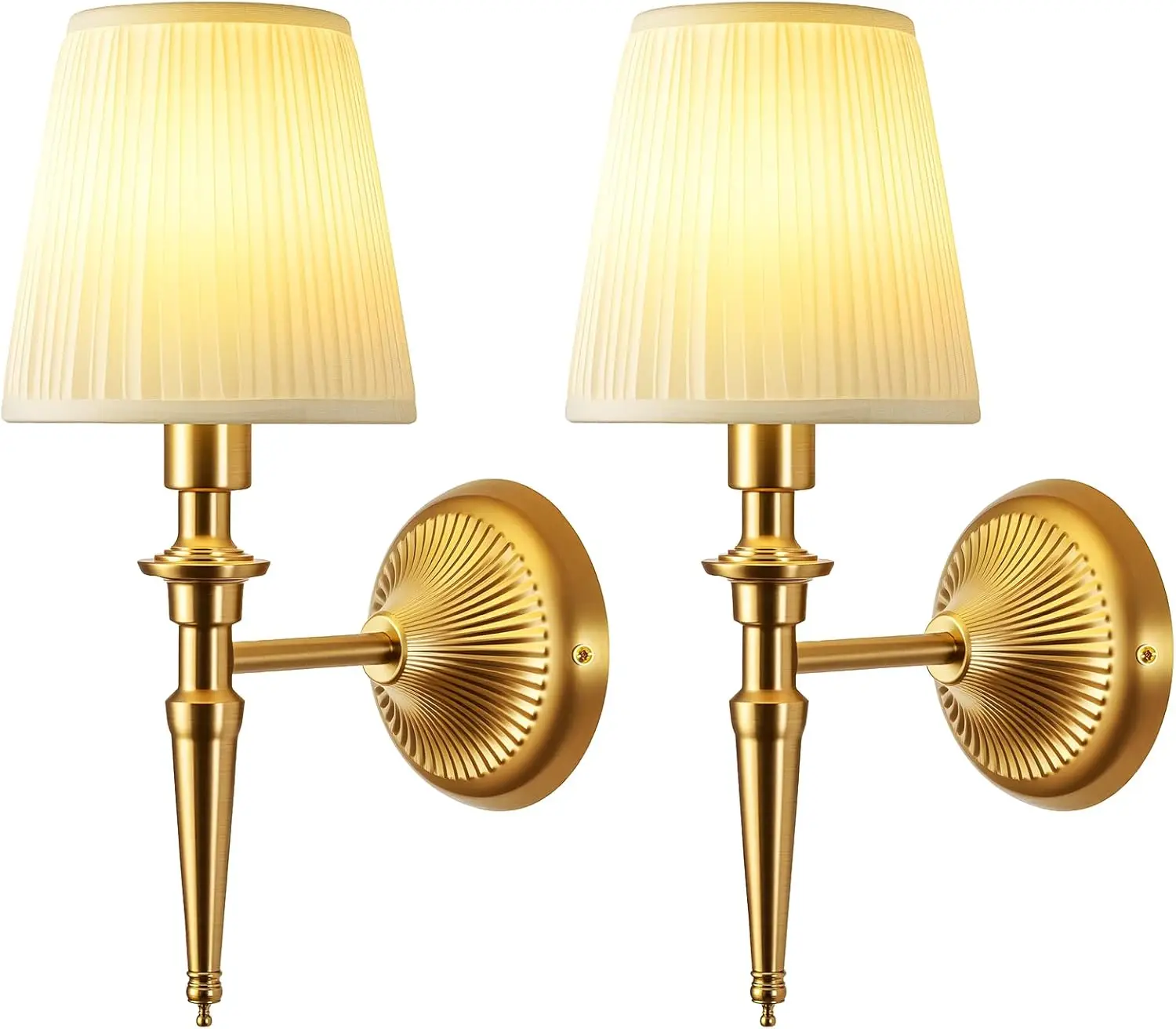 Battery-powered wall lamps (2 Pack) with 12 RGB colors, 3CCT adjustable lighting, suitable for bedrooms, living rooms, corridors, Gold