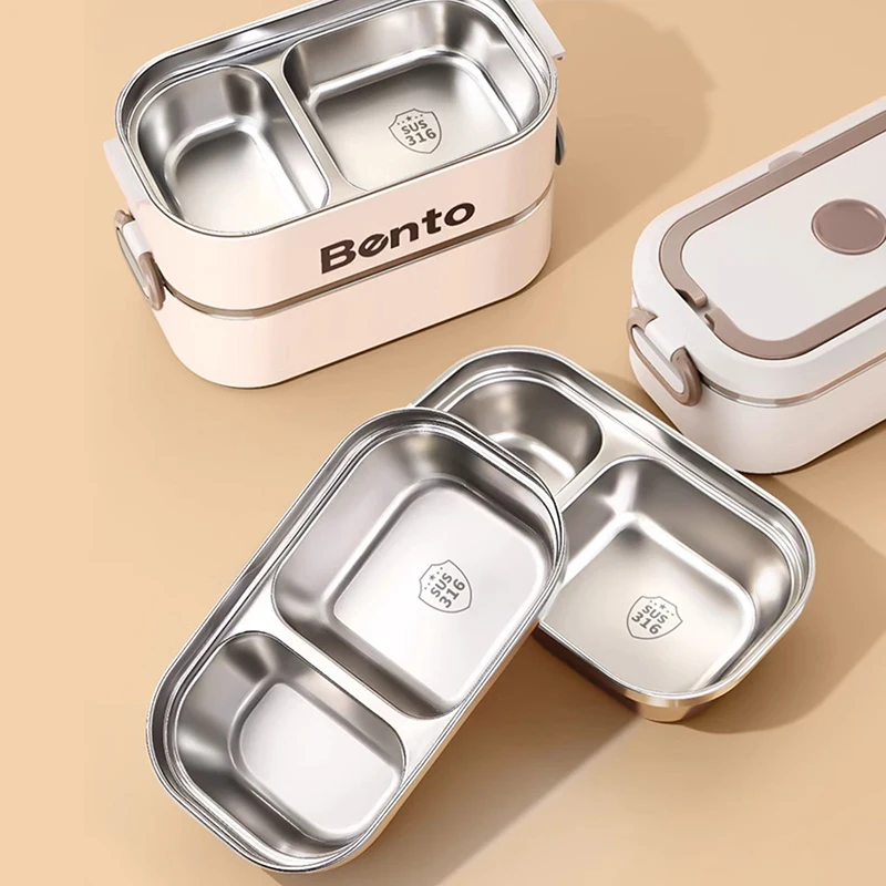1 2 3 Layer Stainless Steel Lunch Box Fully Leak proof Thermal Food Storage Container Office School Adult Portable Bento Box Set