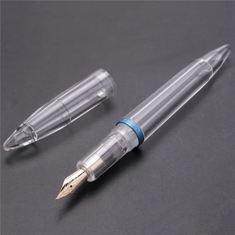 

4Pcs 0.5Mm Nib Fountain Pen With Eyedropper High Capacity Transparent Pens Office School Supplies Blue-Y18A