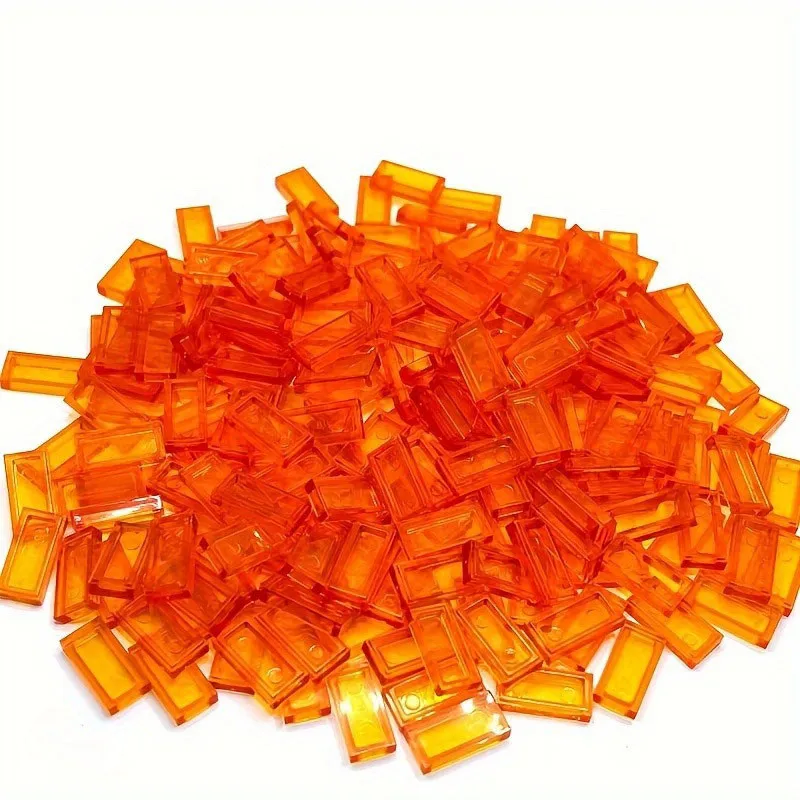 100 Stück transparente 1x2 flache Lichtplatten für Bausteine – langlebiger ABS-Kunststoff, kompatibel mit 3069 Pixel Art Toys