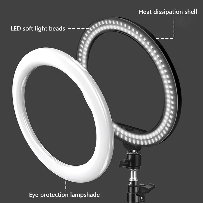 LED Selfie Ring Light Photography Video Light,Optional Tripod Stand,8/10 Inch RingLight with Phone Holder for Live Streaming