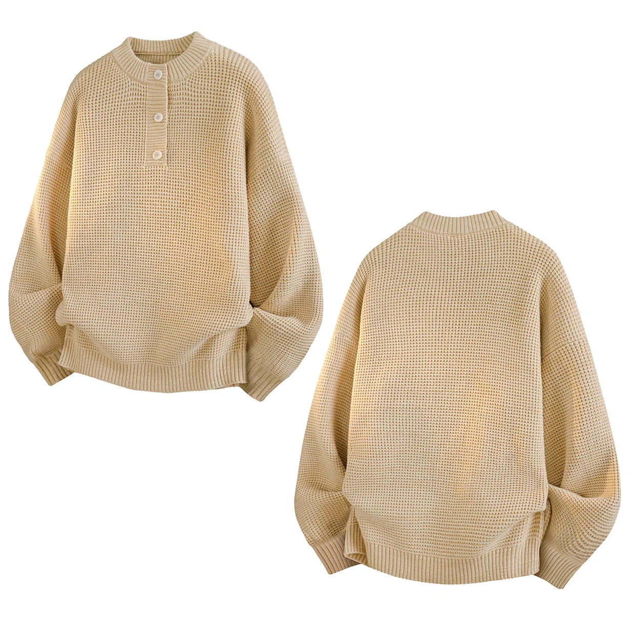 ラウンドネックルーズプルオーバーセーターメンズカジュアルソリッドカラーウールプルオーバー秋と冬のファッショントップマンアウトドア服