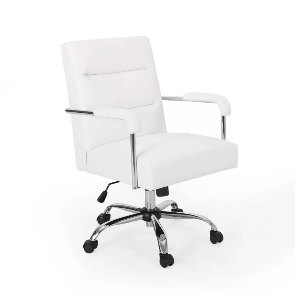 

Relax Chair White Free Shipping Chrome Blackfoot Faux Leather Office Swivel Chair Computer Armchair Chairs Lightweight Furniture