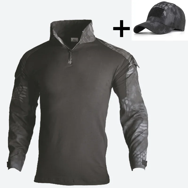 Men Combat Shirt Tactical Shirt Long Sleeve Paintball Camping Hunting Clothing  Asian Size S-3XL Cargo Sport Tops T-Shirts