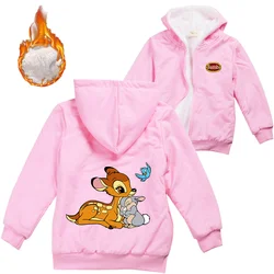 Disney Bambi Giacca invernale calda per ragazzi e ragazze con cerniera Cappotto per bambini Addensare maglione con cappuccio Capispalla per bambini