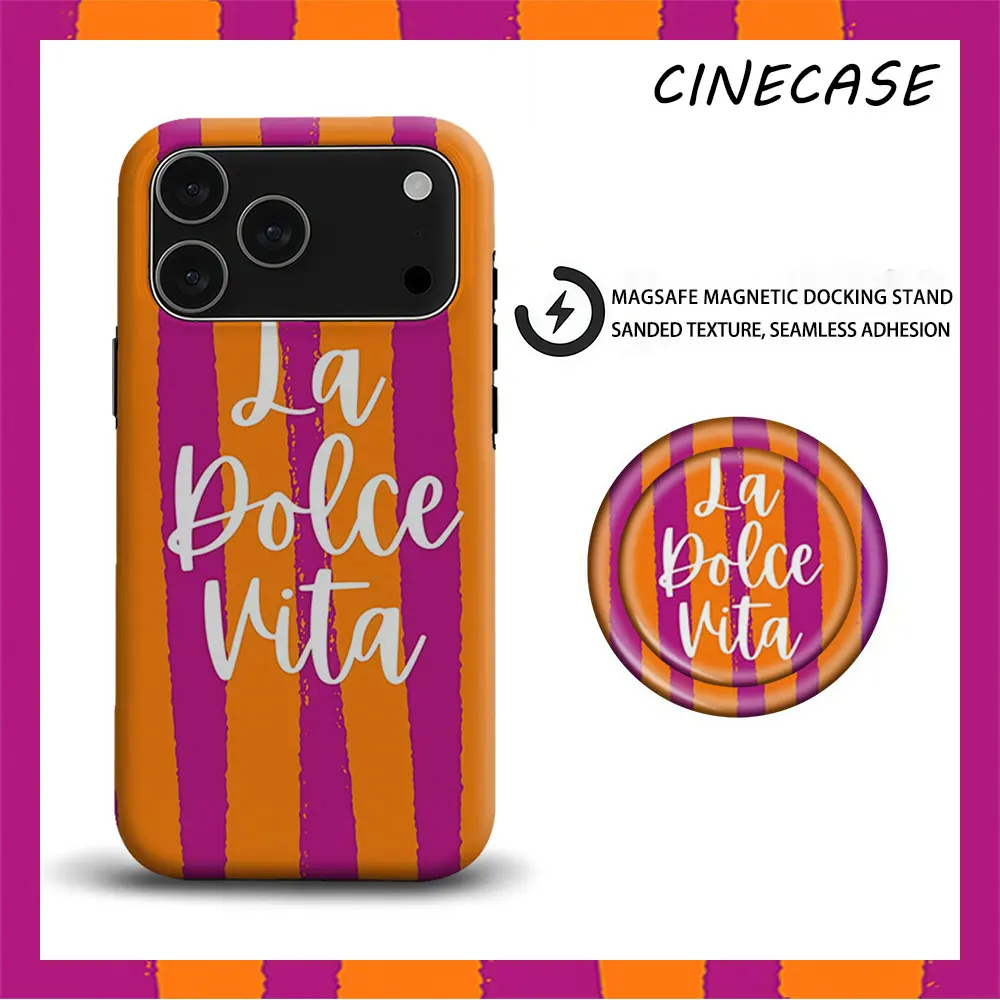 Dolce Vita Charm 2 en 1 Mate para Funda de Teléfono MagSafe con PopSocket Grip Bumper a juego para iPhone 17 16 15 14 13 Pro Max