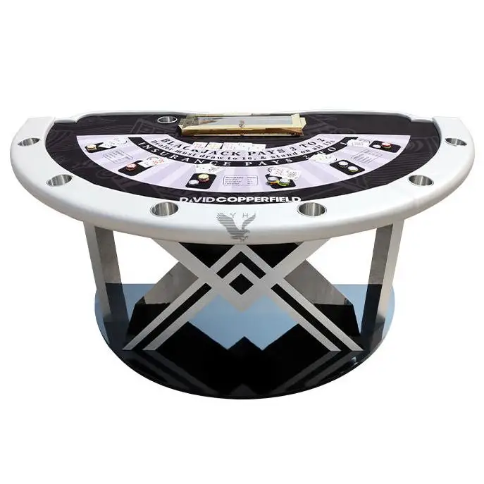 

Стол для покера и блэкджека YH 86 дюймов, стандартный, полукруглый, с подставками для стаканов, из МДФ, дерева и ПУ, 150 кг