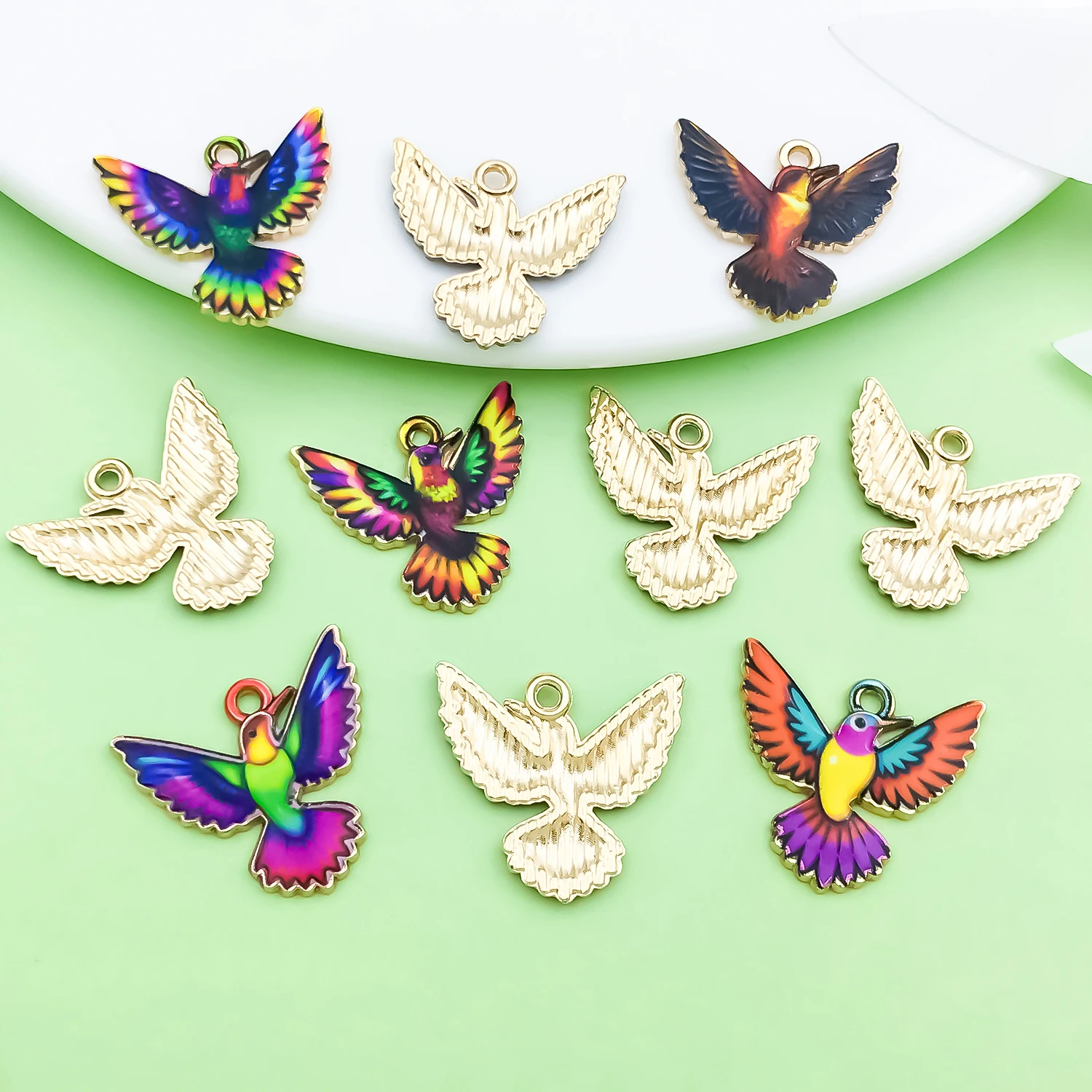 10pcs 19x21mm Colorful Printed Eagle Charms Connectors Bird Animal Pendants for DIY Jewelry Making Accessories view 4