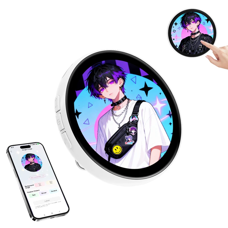

Bluetooth E-Badge Touch Screen DIY Pin Custom LED Badge with Video Display for Cosplay Idol Fan Meeting Electronic Badge